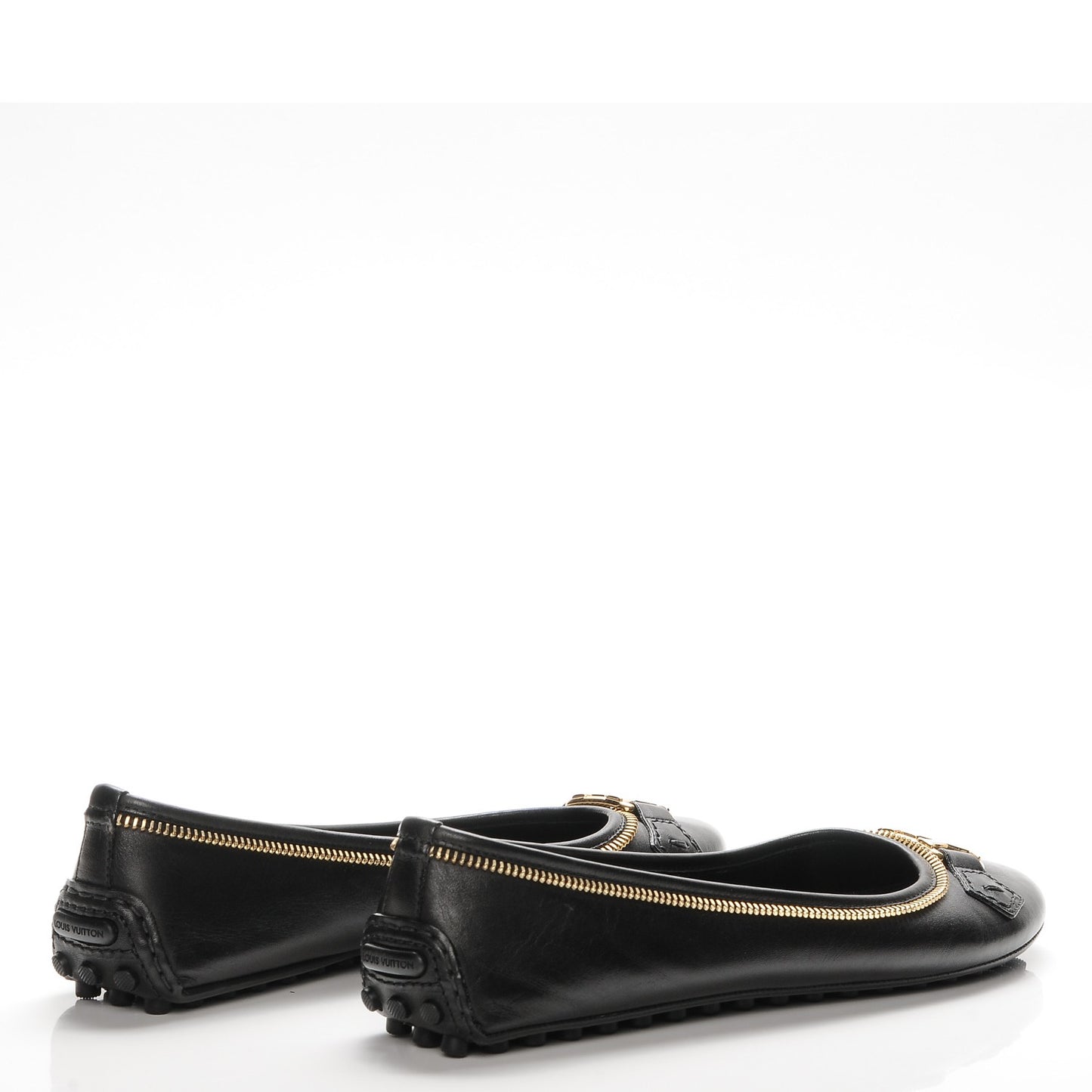 Calfskin Zip Oxford Ballerina Flats 39 Black