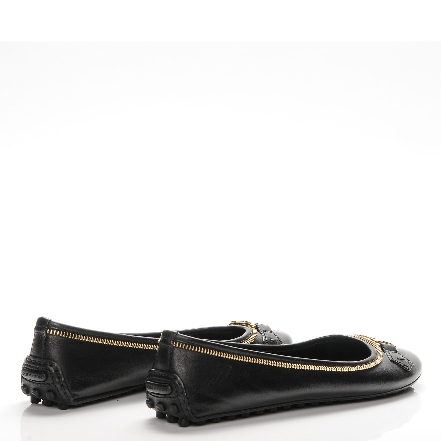 Louis Vuitton Calfskin Zip Oxford Ballerina Flats 39 Black 4 of 7