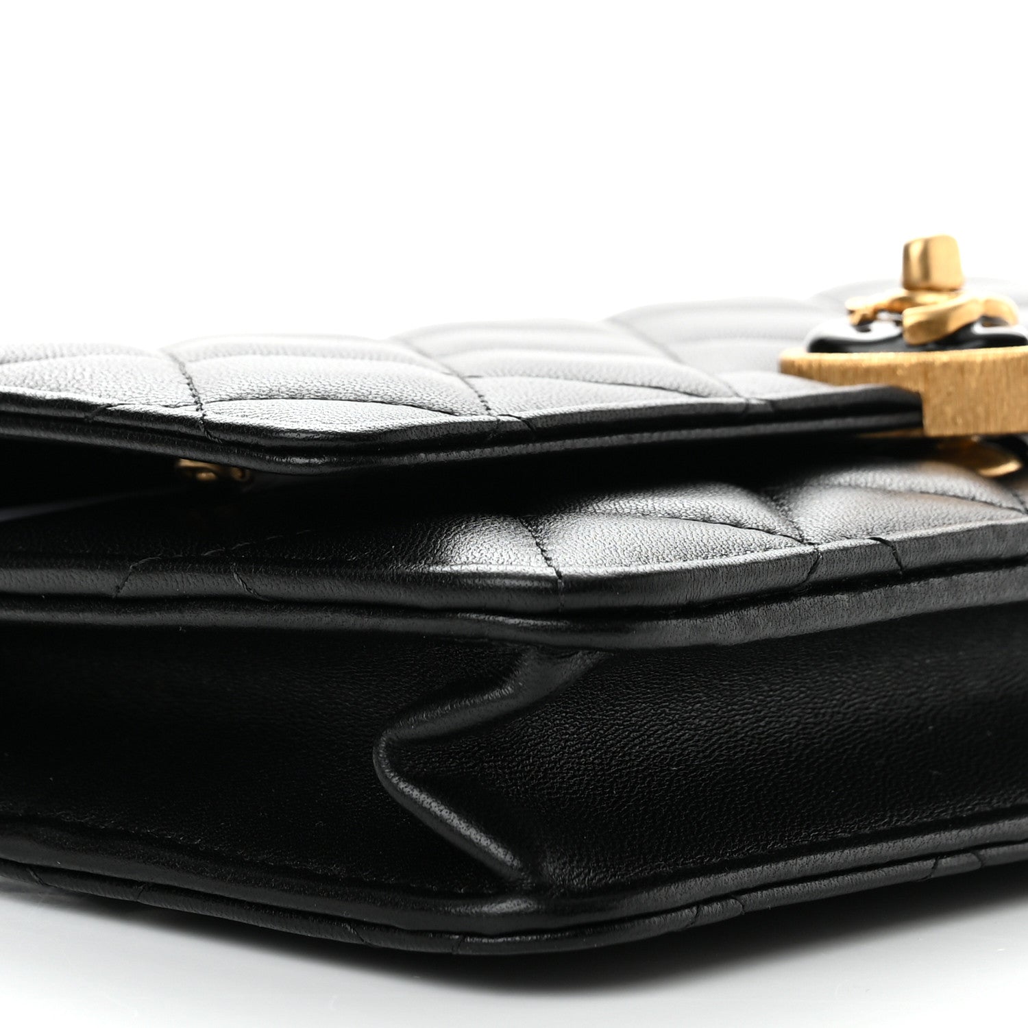 Chanel Lambskin Plexiglass Quilted Coco Love Wallet On Chain WOC Black 10 of 12