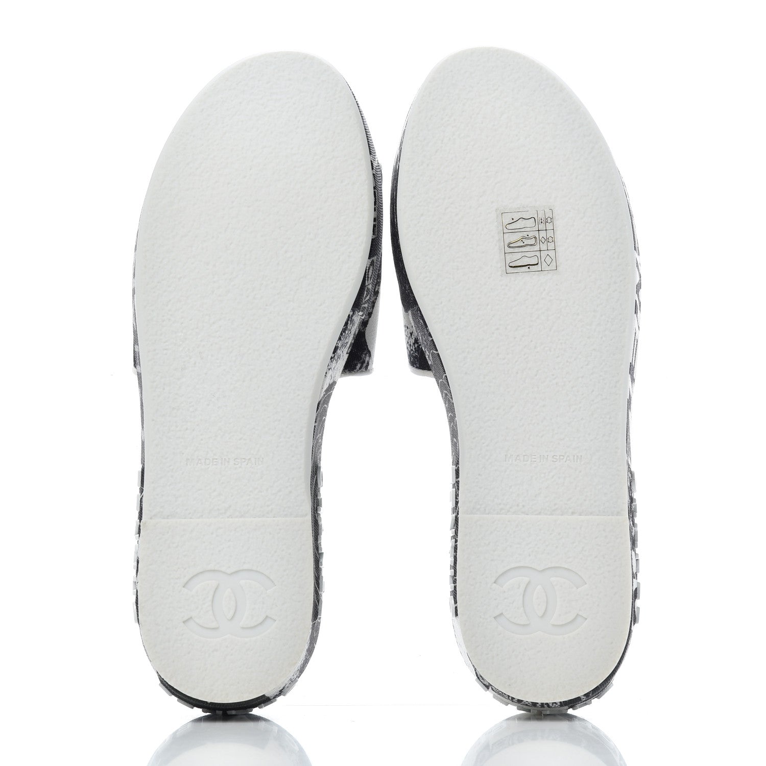 Chanel Fabric Grosgrain Printed CC Espadrille Slip On Sandals 36 White Black 5 of 14