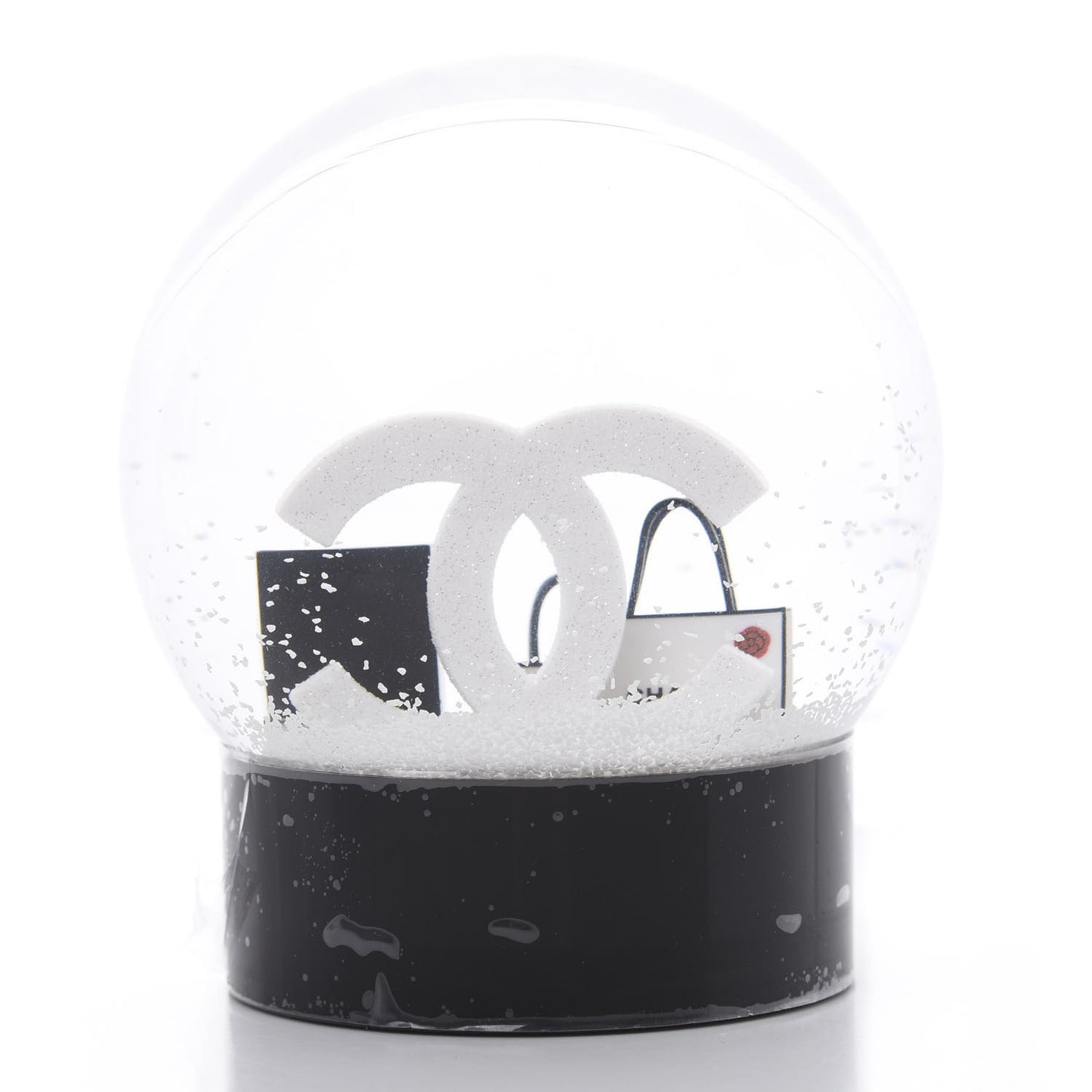 Glass CC Shopping Bag Snow Globe