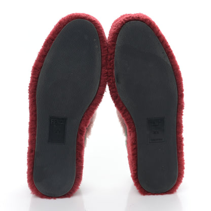 Fendi Shearling Platform Mules 36.5 Rose Green Red 5 of 7