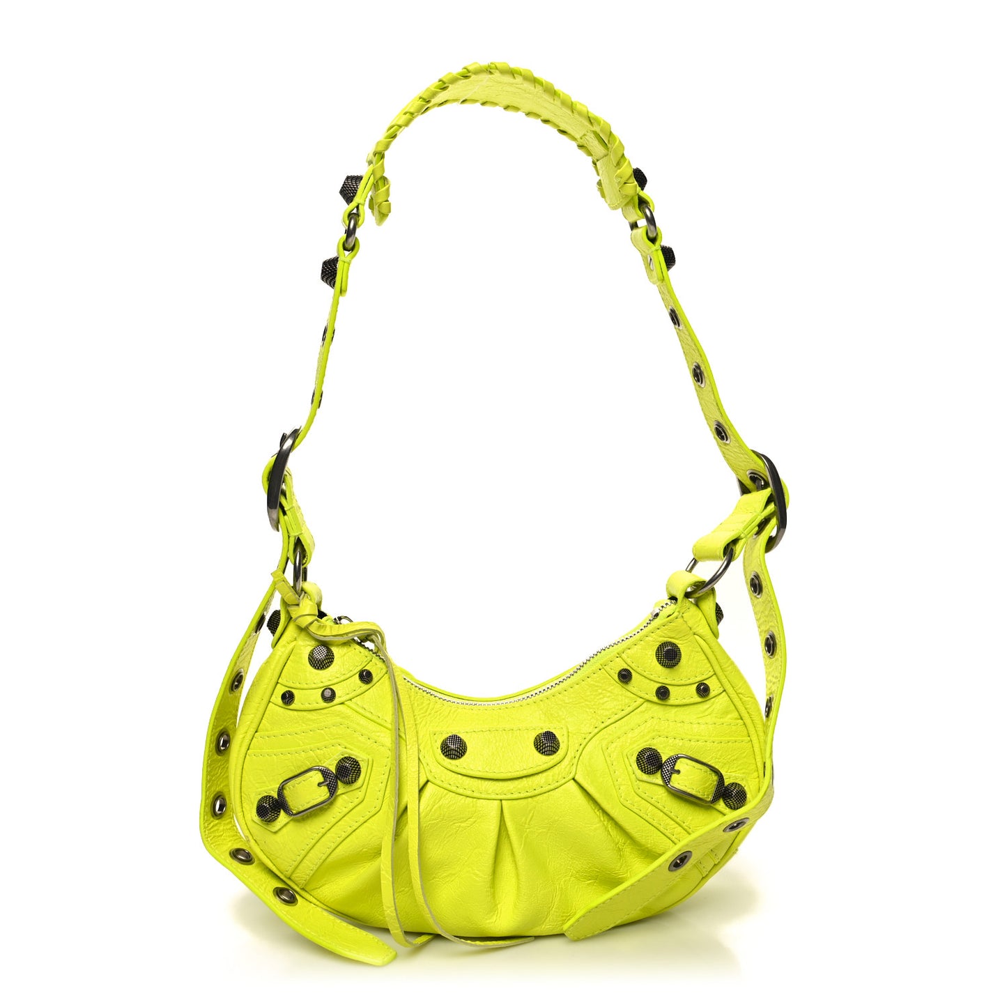 Agneau Arena Le Cagole Shoulder Bag XS Fluo Yellow