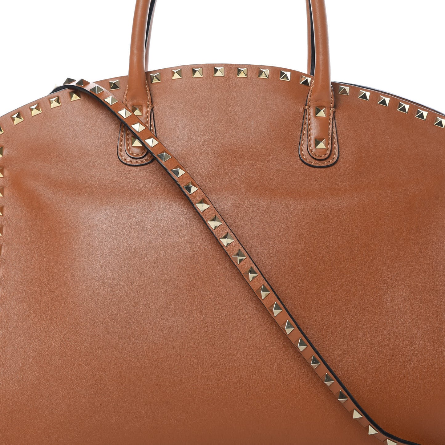 Vitello Rockstud Dome Shopper Light Cuir