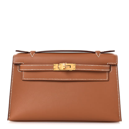 Hermes Swift Kelly Pochette Clutch Gold 1 of 12