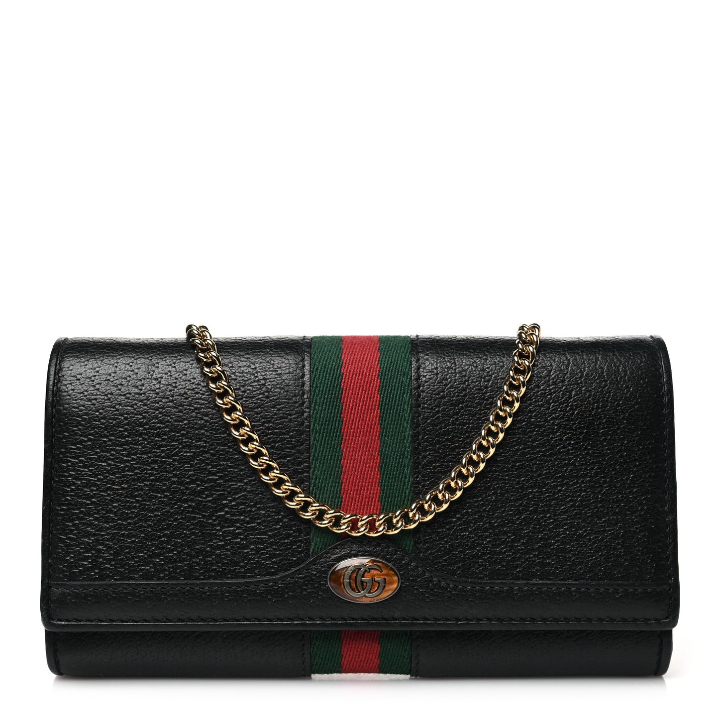 Textured Calfskin Web Ophidia Wallet On Chain Black