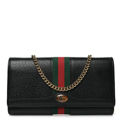 Gucci Textured Calfskin Web Ophidia Wallet On Chain Black 1 of 10