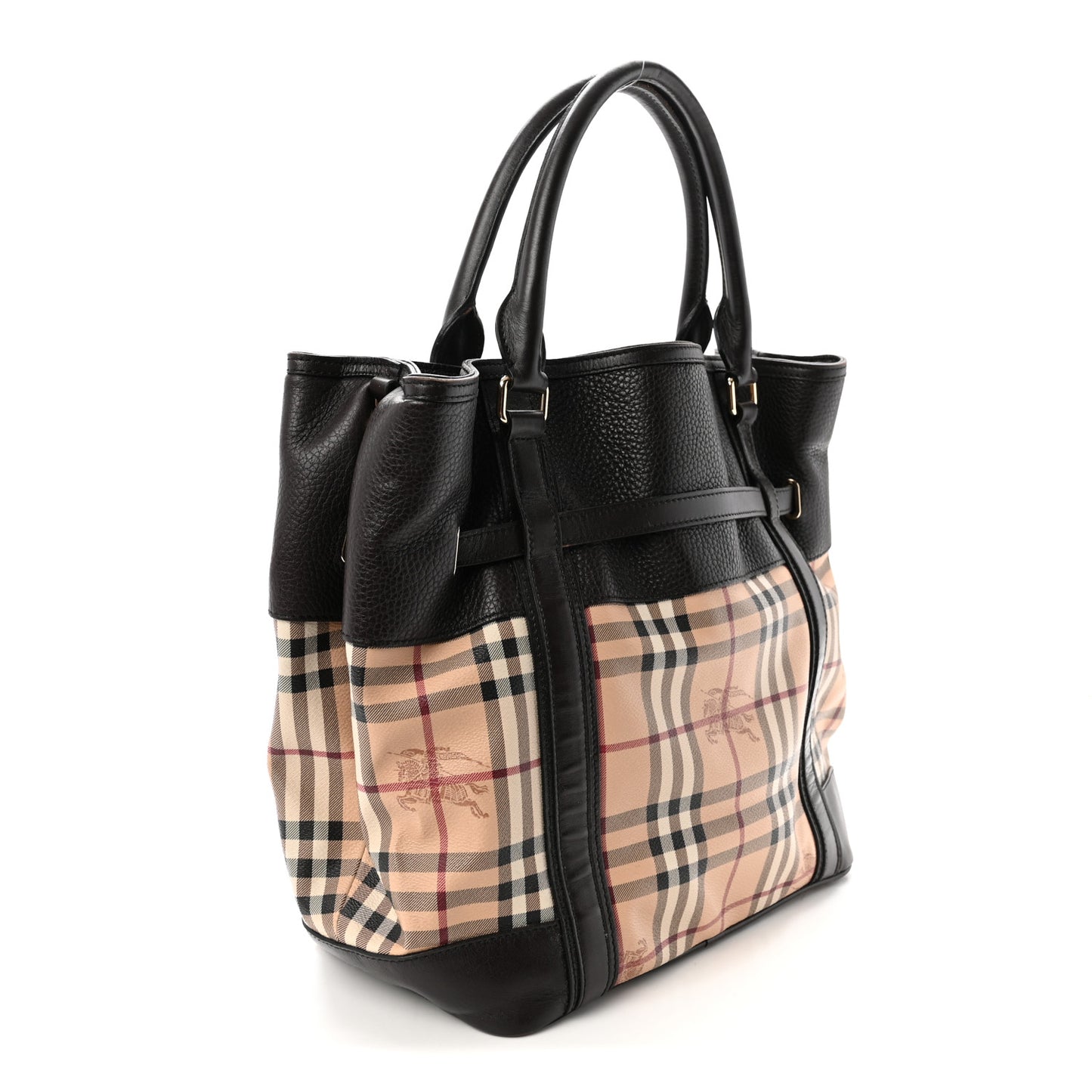 Grained Calfskin Haymarket Check Medium Golderton Tote Chocolate