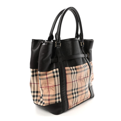 Burberry Grained Calfskin Haymarket Check Medium Golderton Tote Chocolate 3 of 10