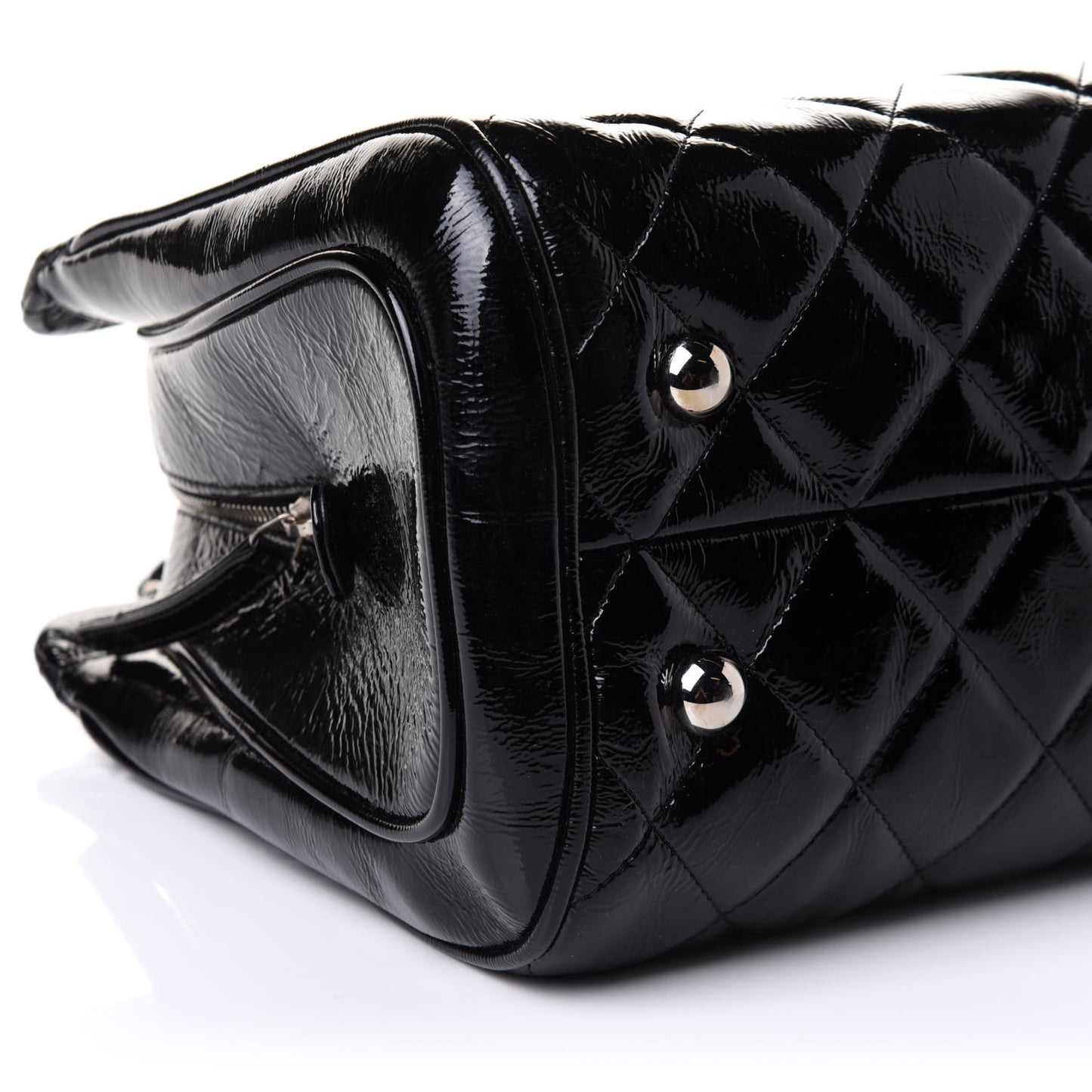 Patent Quilted Tote Black