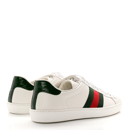 Gucci Calfskin Crocodile Web Mens Ace Sneakers 8 White Green 4 of 16
