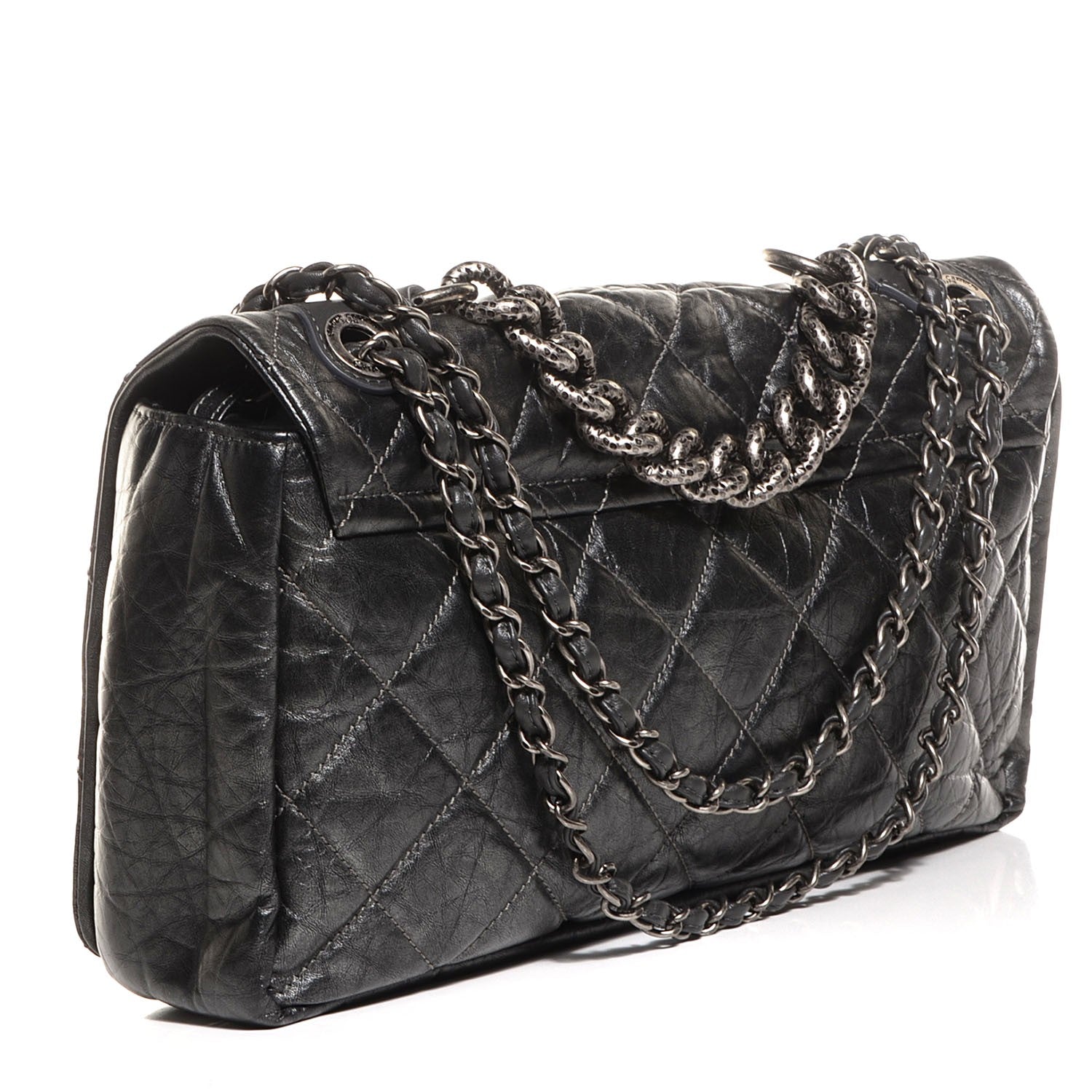 Chanel Aged Calfskin Quilted Medium Pondichery Flap Black 3 of 7