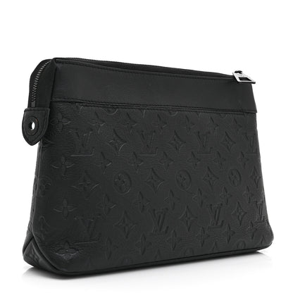 Louis Vuitton Shadow Calfskin Monogram Pochette Voyage Souple Black 3 of 9
