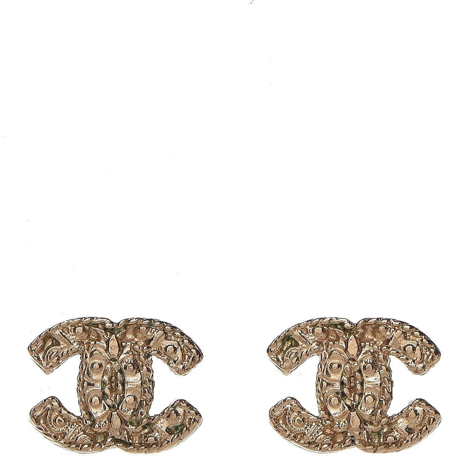 Chanel Textured CC Earrings Gold 1 of 4