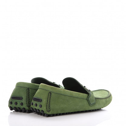 Louis Vuitton Mens Suede Hockenheim Moccasin Loafers 8 Green 4 of 7