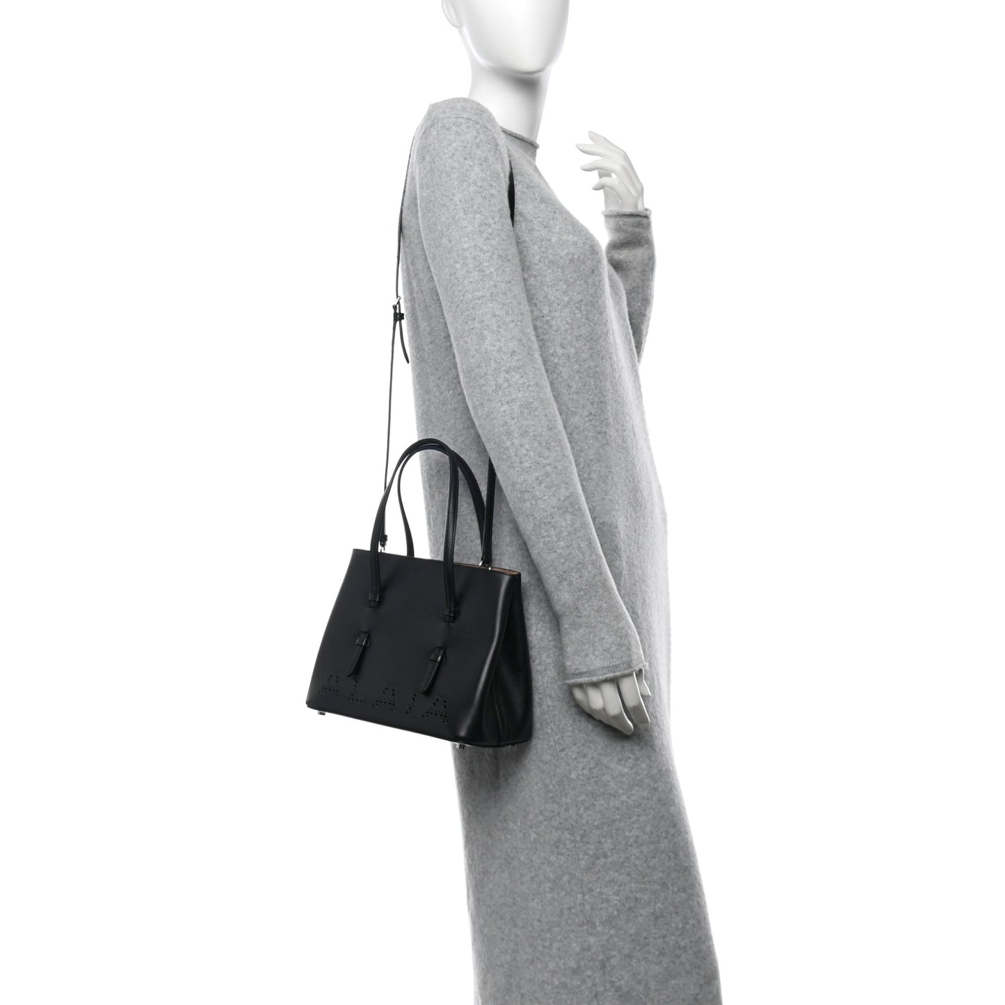 Calfskin Laser Cut Mina 25 Bag Black