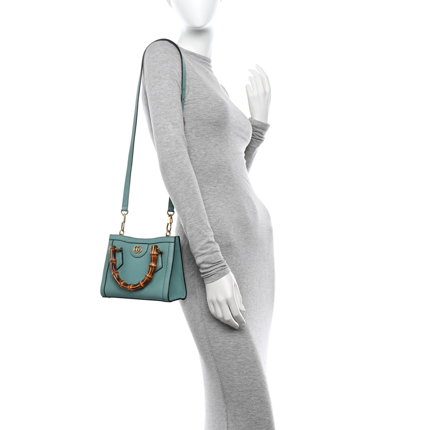 Wonka Grain Calfskin Mini Diana Tote Bag Dusty Azure Orange Fluo