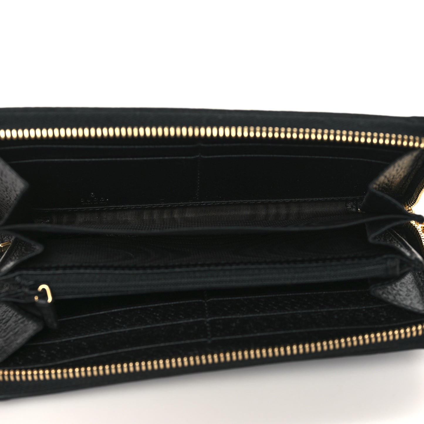 Calfskin Web Ophidia Zip Around Wallet Black