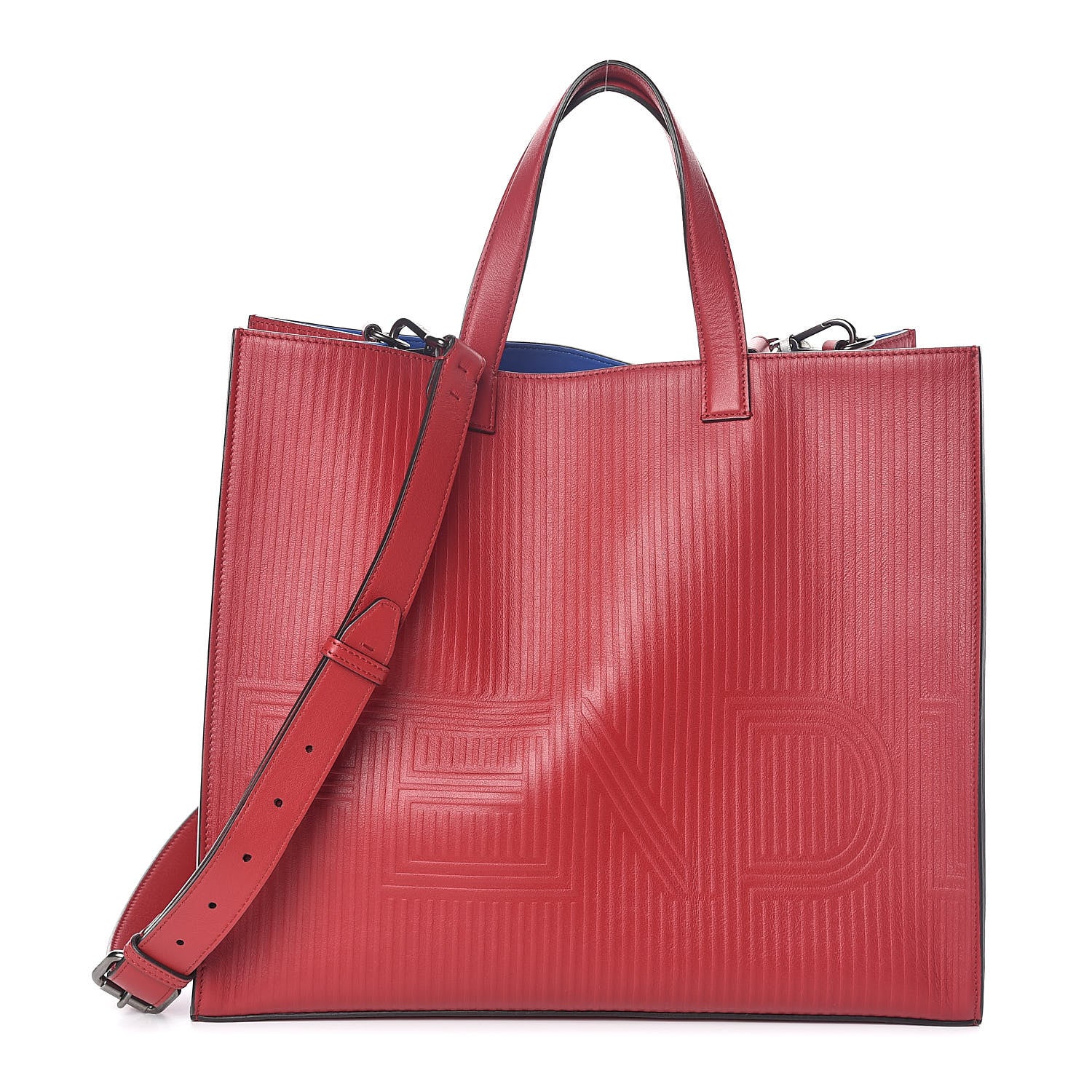 Fendi Calfskin Optic Stripe Shopping Tote Fragola 1 of 10