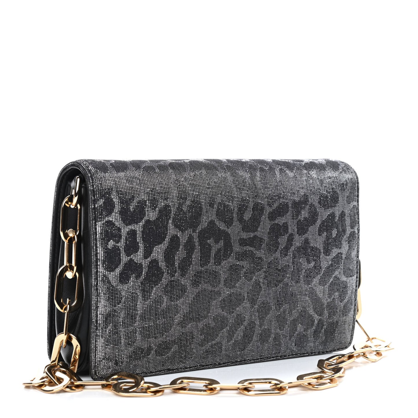 Metallic Fabric Crystal DG Girls Shoulder Bag Grey Black