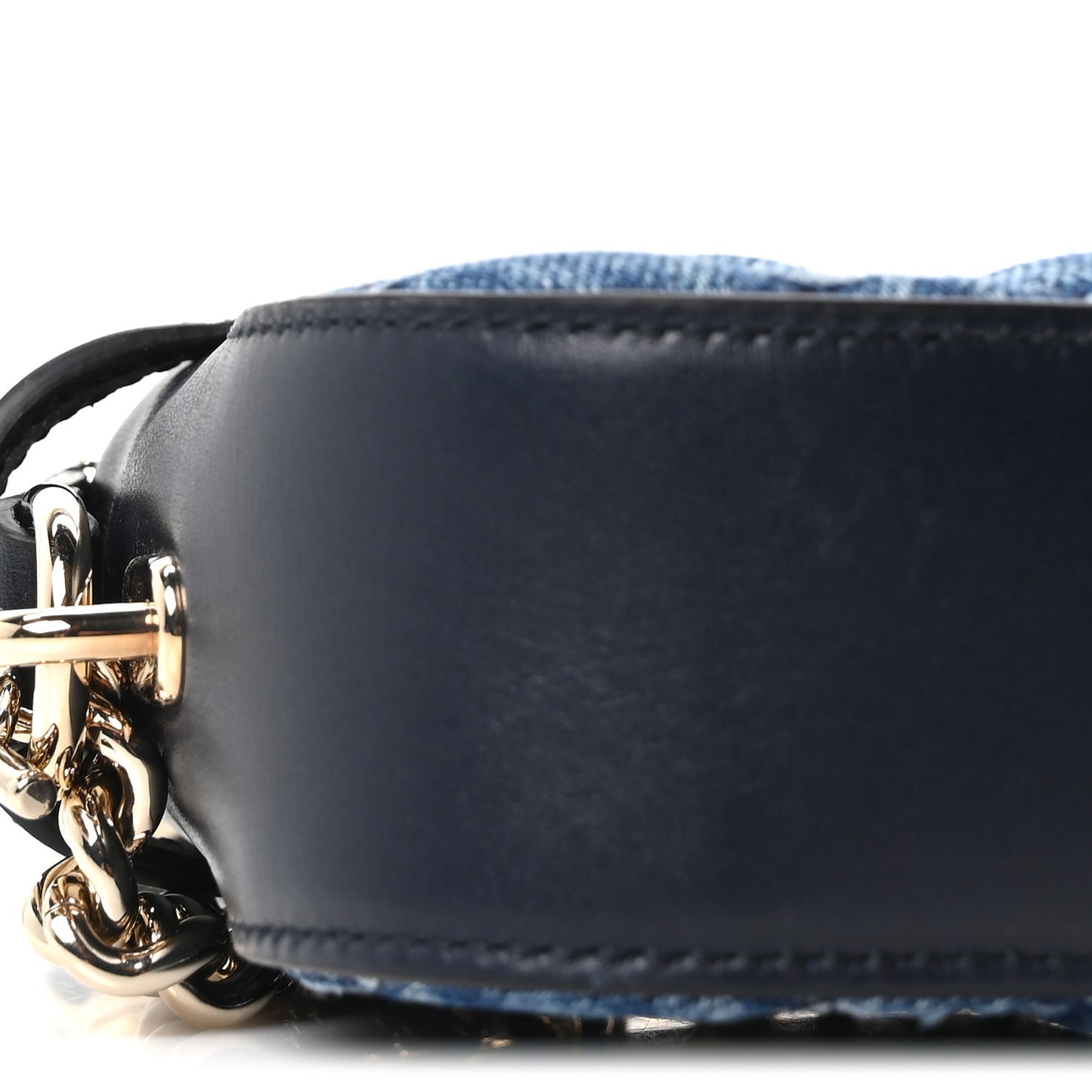Denim GG Monogram Mini Moon Side Shoulder Bag Blue