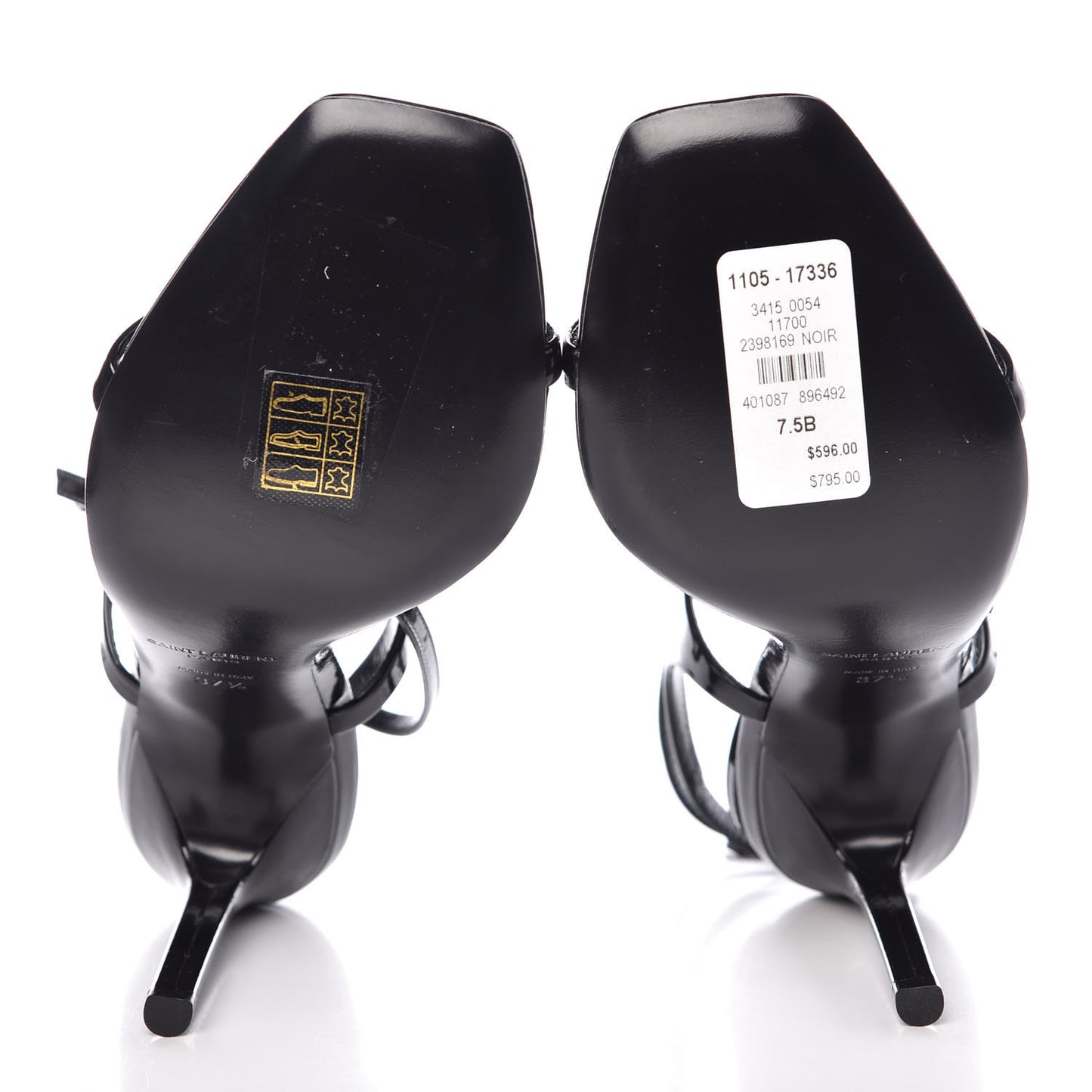 Vitello Vernice Soft Amber 105 Crossover Strap Sandals 37.5 Black