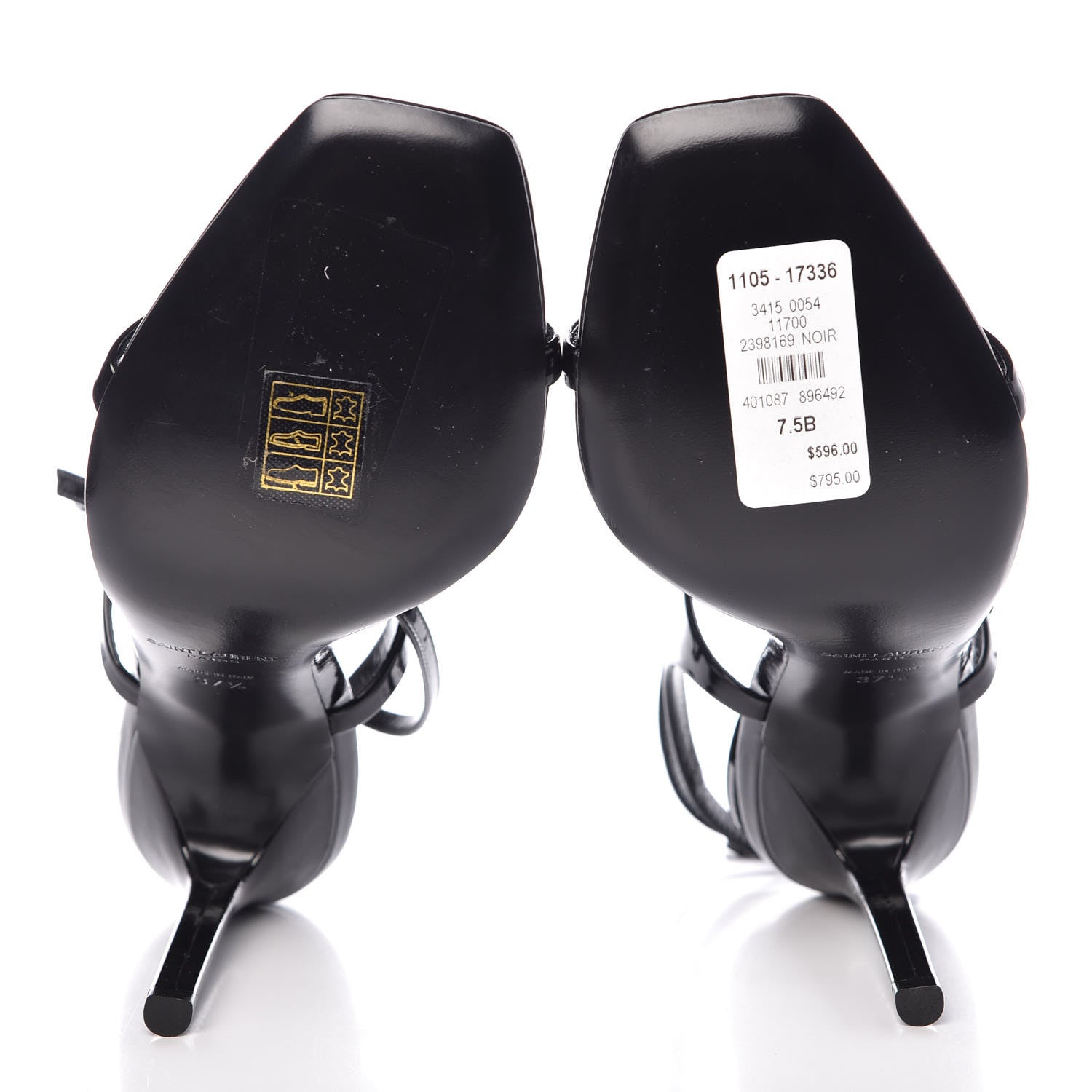 Saint Laurent Vitello Vernice Soft Amber 105 Crossover Strap Sandals 37.5 Black 5 of 9