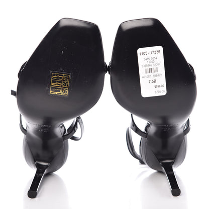 Saint Laurent Vitello Vernice Soft Amber 105 Crossover Strap Sandals 37.5 Black 5 of 9