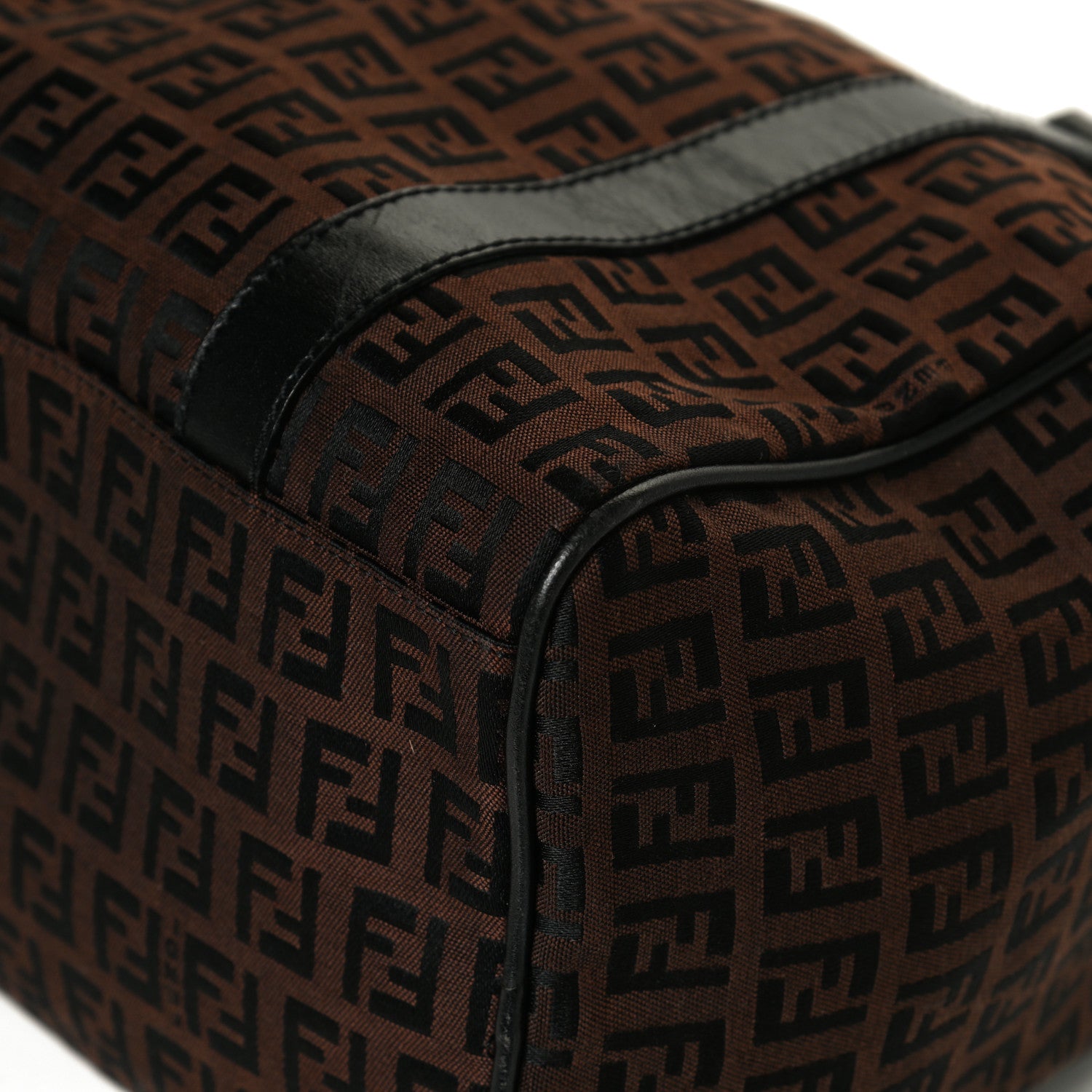 Fendi Zucchino Canvas Small Forever Boston Brown Black 11 of 12