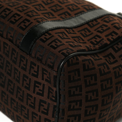 Fendi Zucchino Canvas Small Forever Boston Brown Black 11 of 12