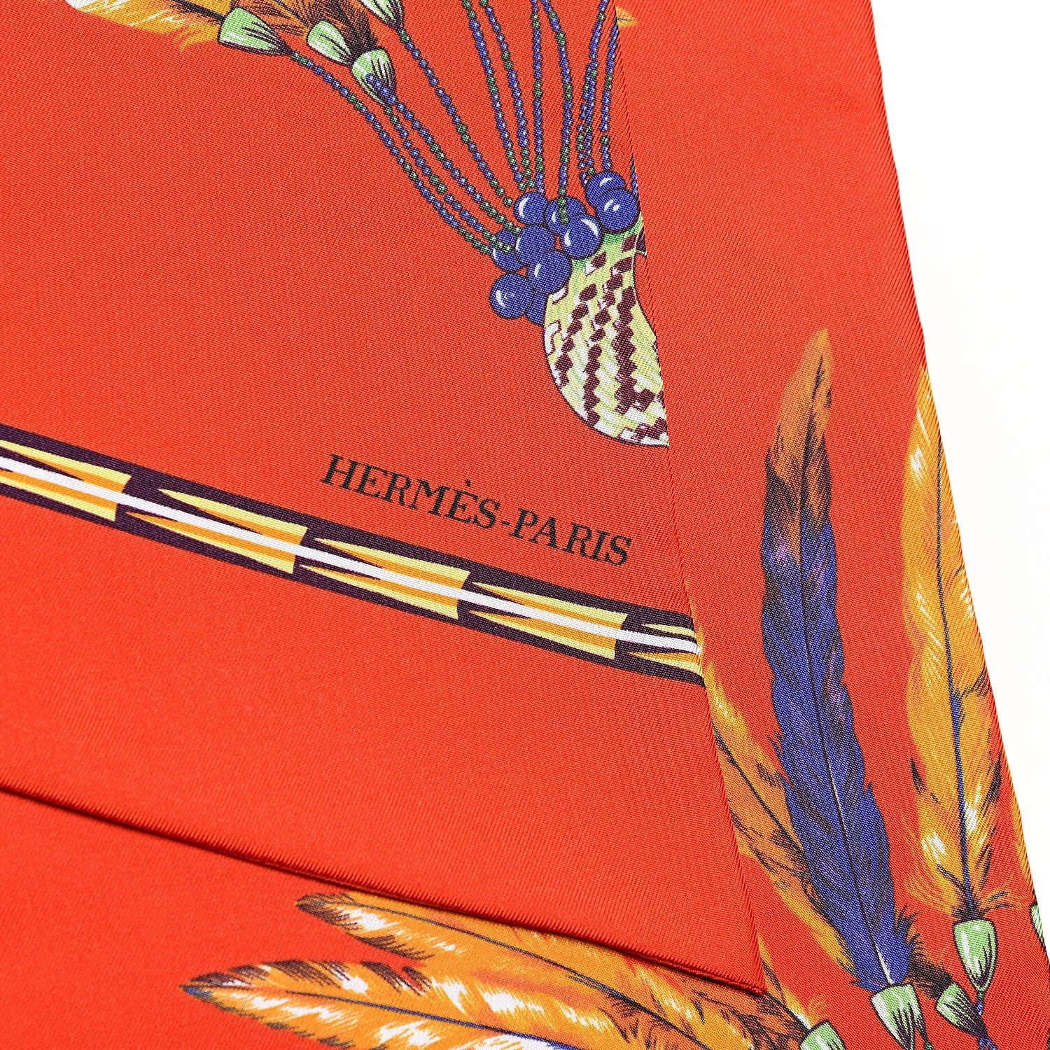 Hermes Silk Brazil Maxi Twilly Rouge Vif Violet Vert 4 of 5