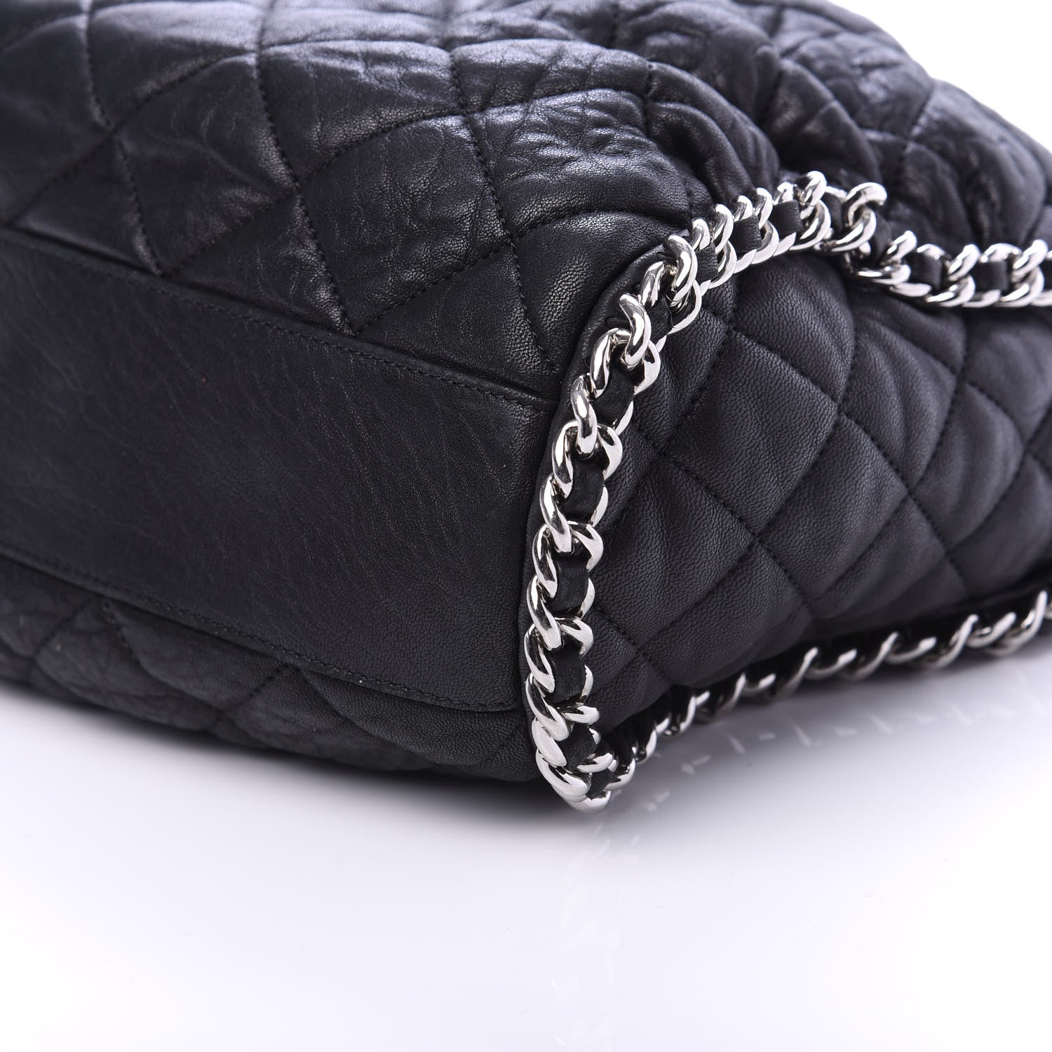 Chanel Washed Lambskin Chain Around Hobo Black 7 of 10