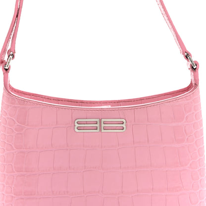 Balenciaga Shiny Super Supple Calfskin Crocodile Embossed Small XX Bag Sweet Pink 8 of 10