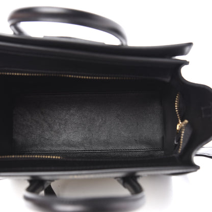 Celine Bullhide Calfskin Nubuck Bi-Color Nano Luggage Black White 5 of 9