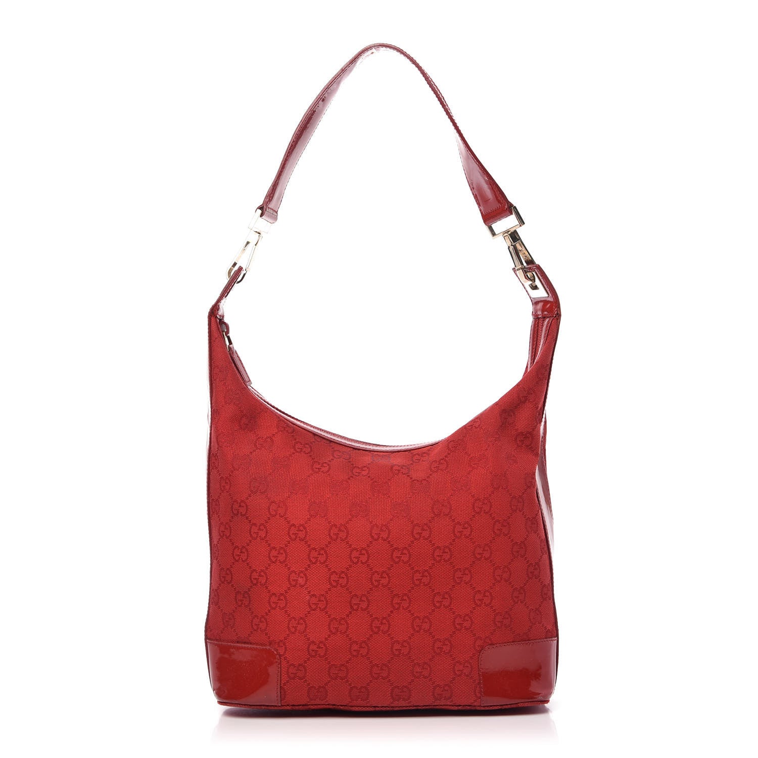 Gucci Canvas Patent Monogram Shoulder Bag Red 1 of 11