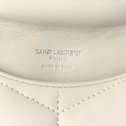 Saint Laurent Lambskin Monogram Loulou Puffer Pouch Clutch Crema Soft 8 of 9