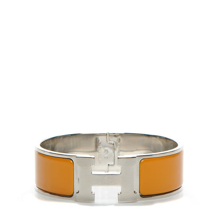 Hermes Enamel Wide Clic Clac H Bracelet GM Jaune Madras 1 of 4