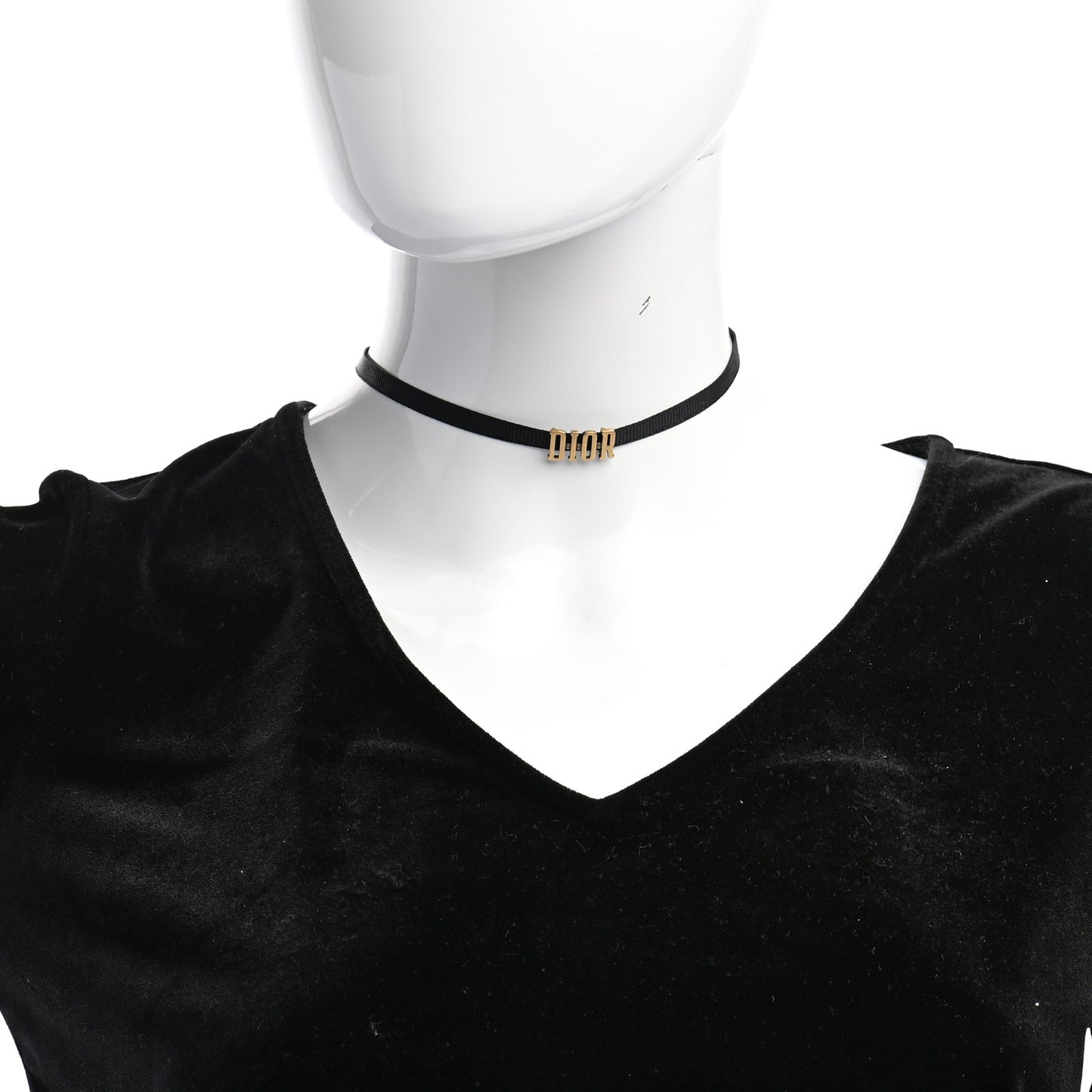 Grosgrain Ribbon J'Adior Logo Choker Necklace Black