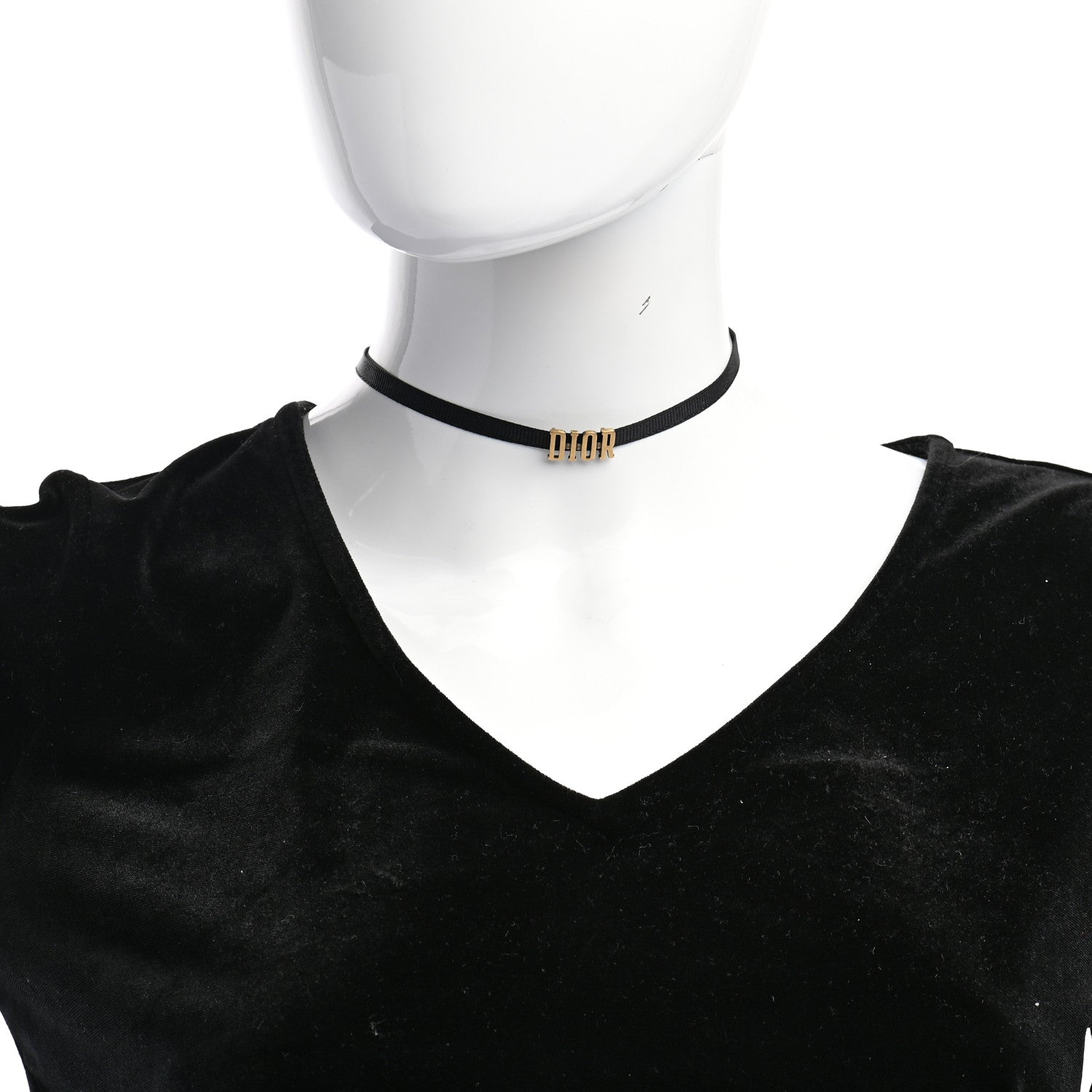 Christian Dior Grosgrain Ribbon J'Adior Logo Choker Necklace Black 2 of 7