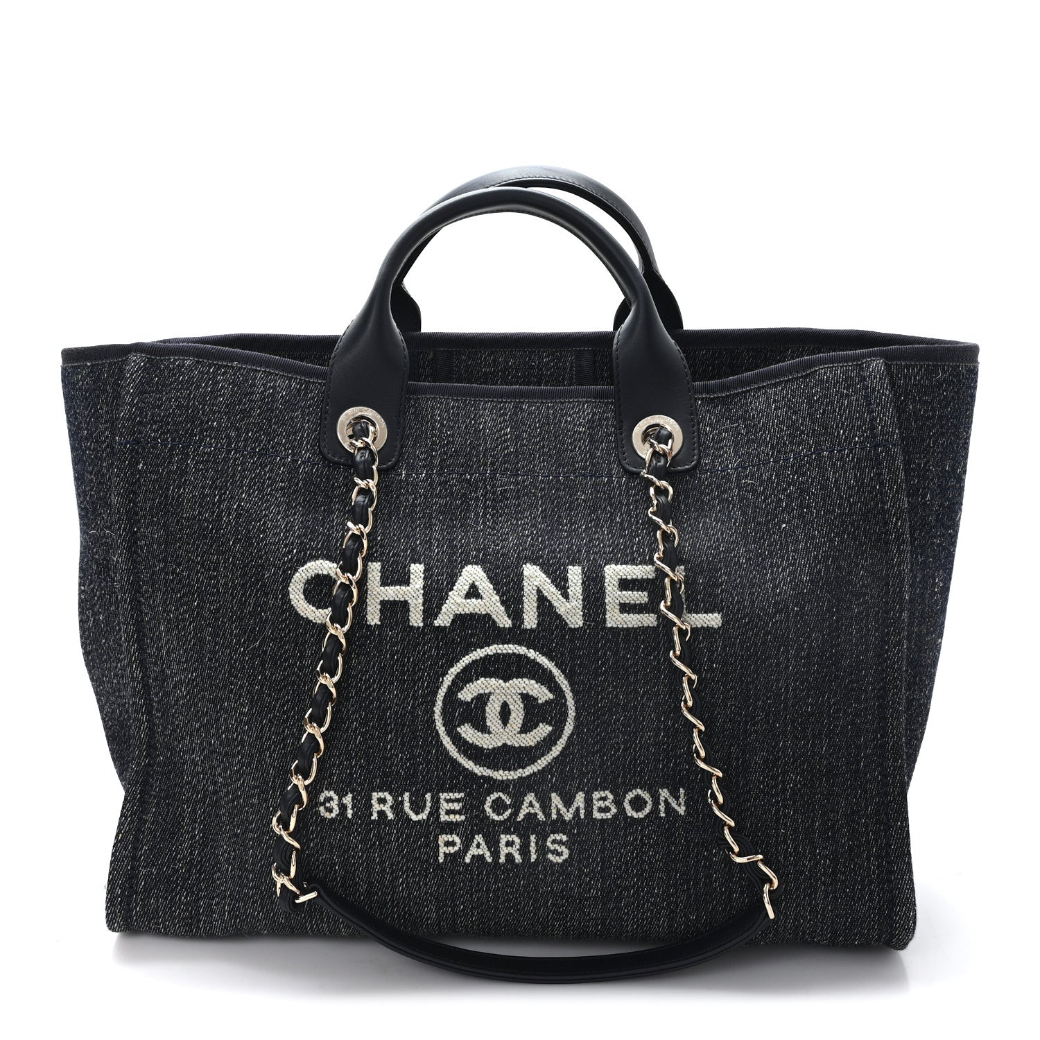 Chanel Denim Large Deauville Tote Dark Blue 1 of 11