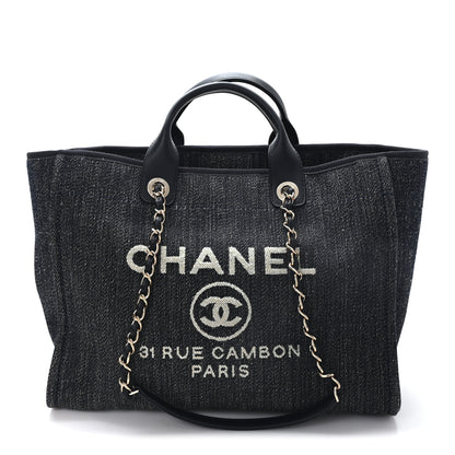 Chanel Denim Large Deauville Tote Dark Blue 1 of 11