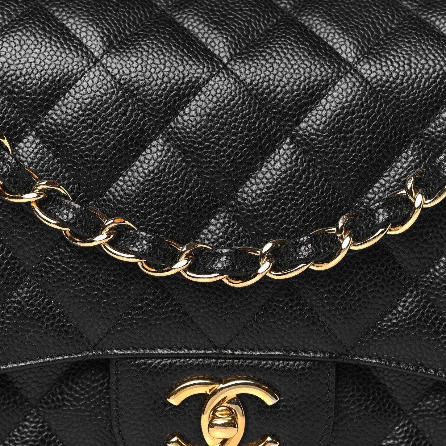 Caviar Quilted Jumbo Double Flap Black