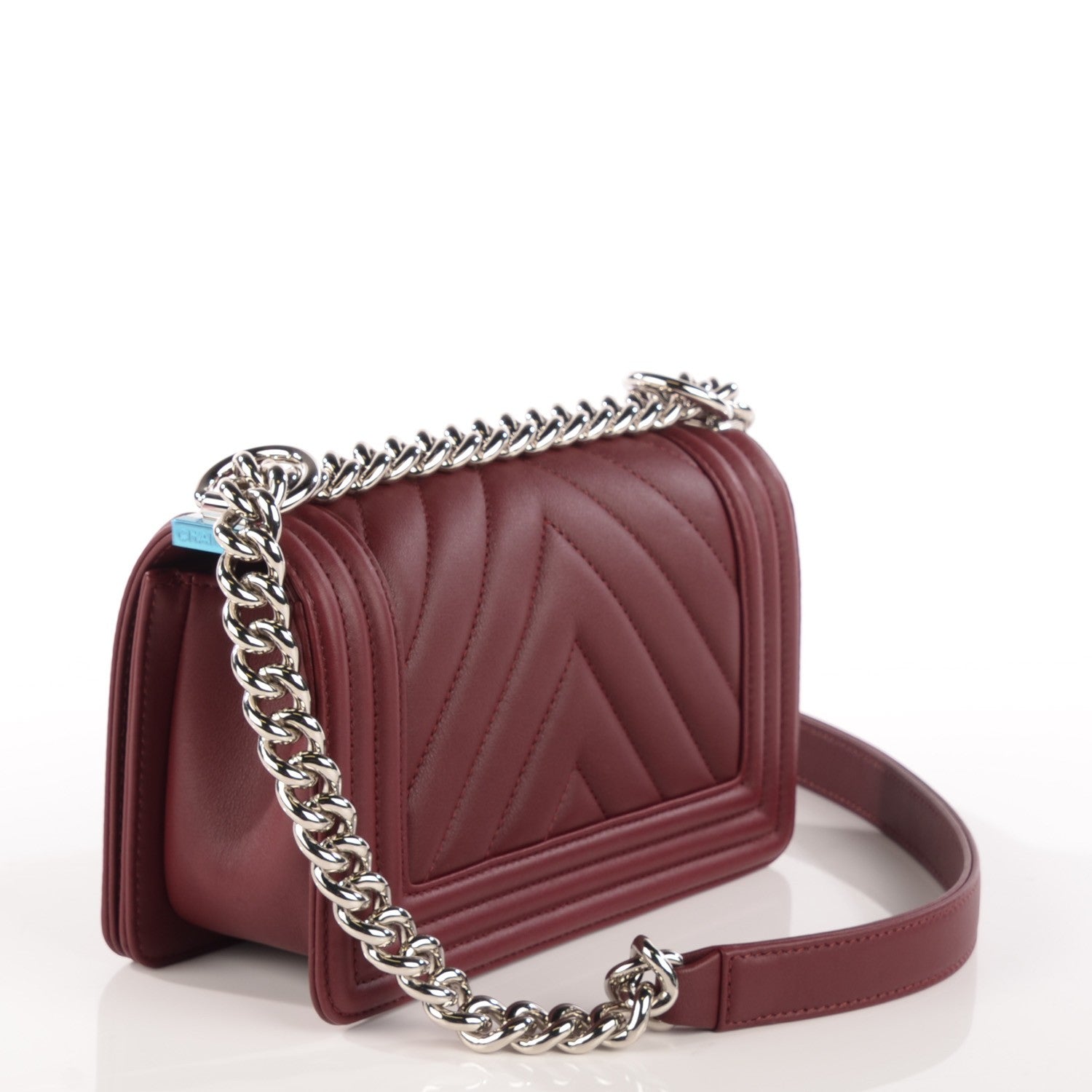 Chanel Calfskin Chevron Quilted Small Boy Flap Burgundy 3 of 8
