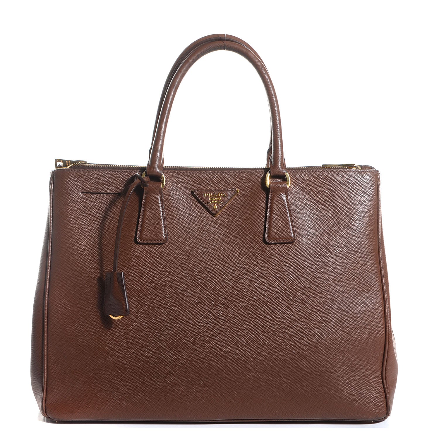 Prada Saffiano Lux Large Double Zip Tote Cocoa 1 of 12
