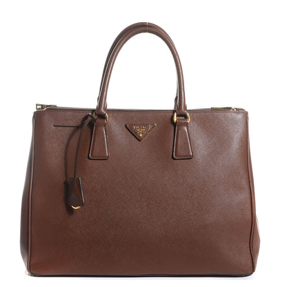 Prada Saffiano Lux Large Double Zip Tote Cocoa 1 of 12
