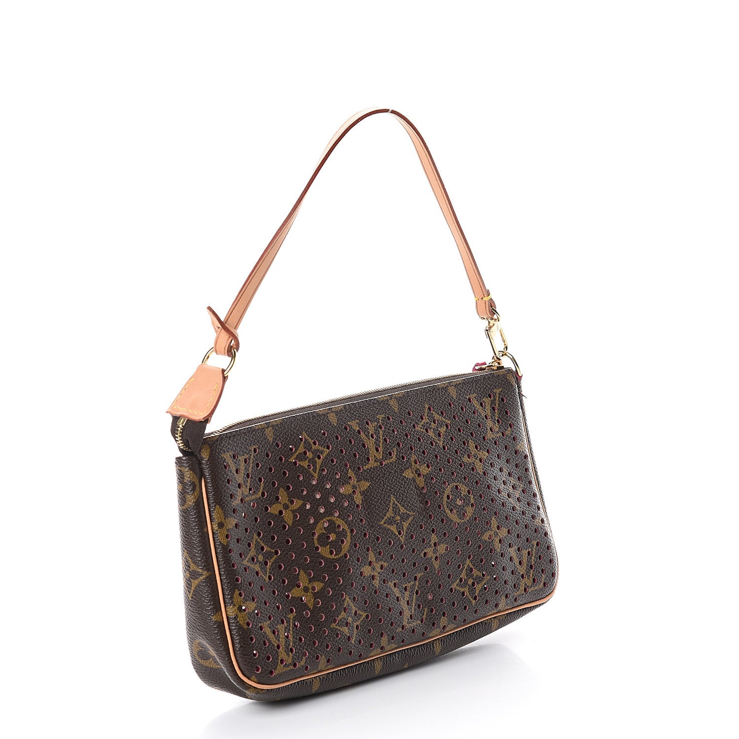 Monogram Perforated Pochette Accessories Bag Fuchsia
