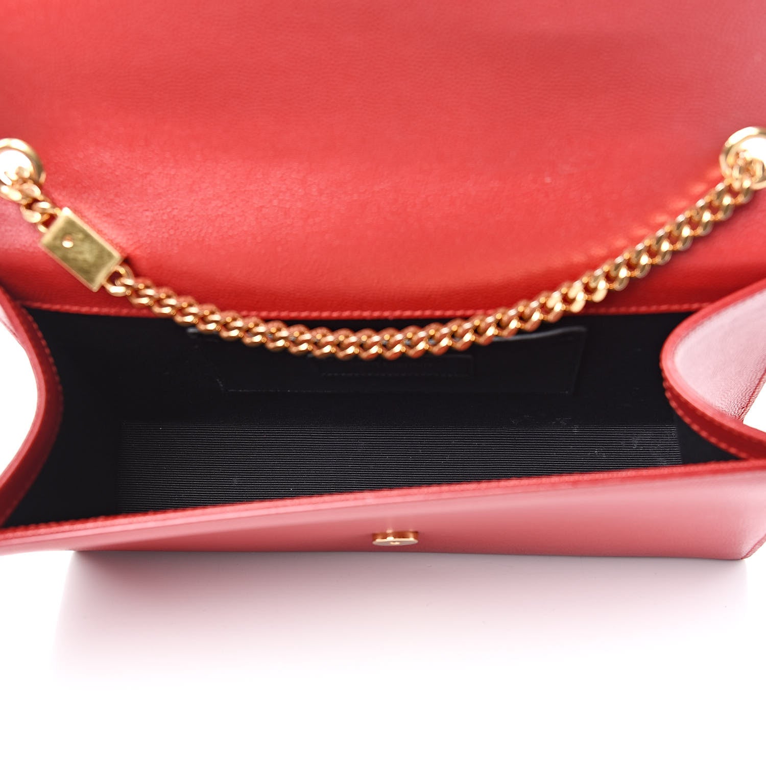 Saint Laurent Grain De Poudre Medium Monogram Kate Satchel Red 5 of 13