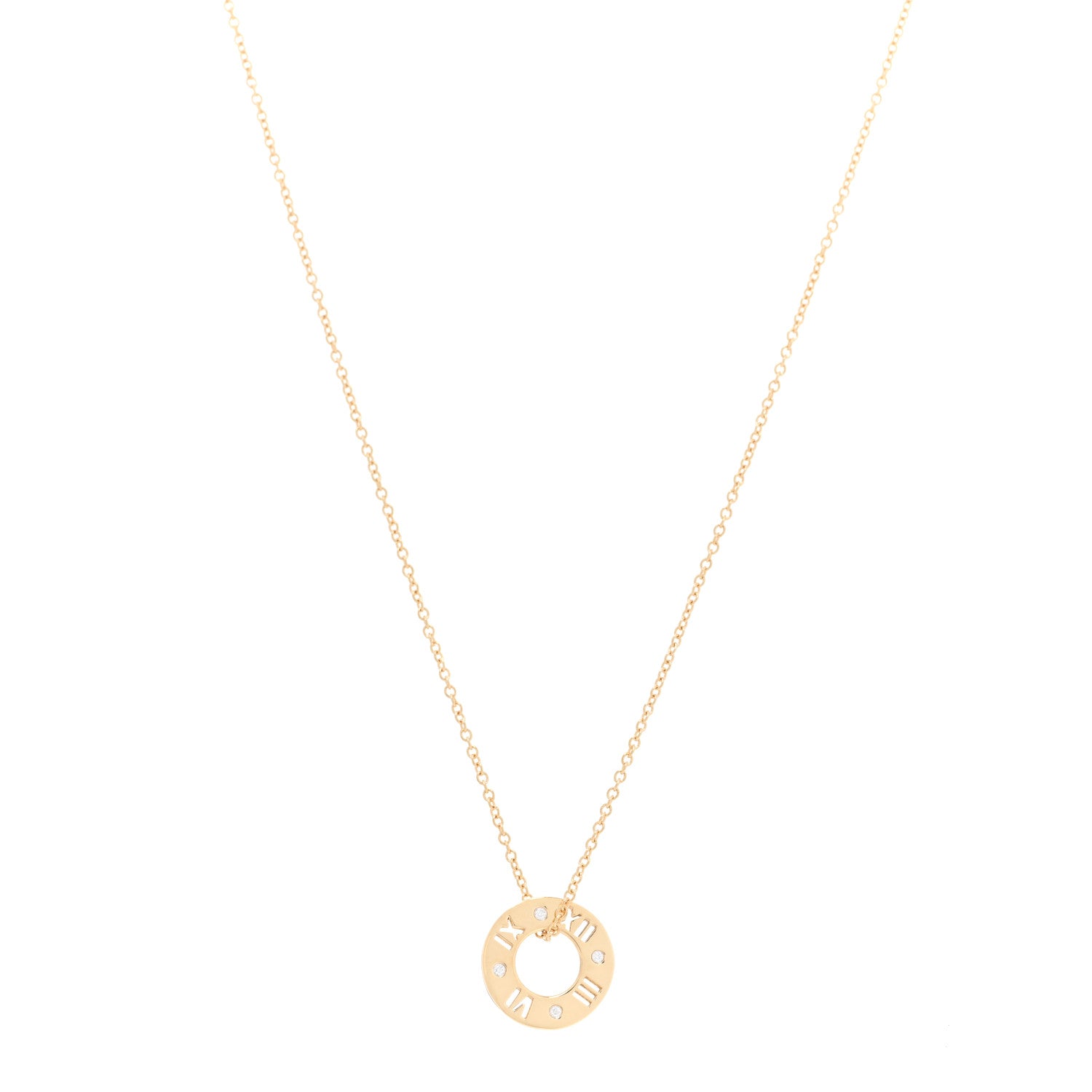 Tiffany 18K Yellow Gold Diamond Atlas Pierced Pendant Necklace 1 of 3