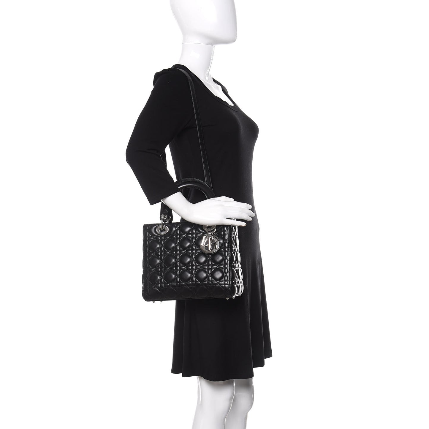 Lambskin Cannage Medium Lady Dior Black