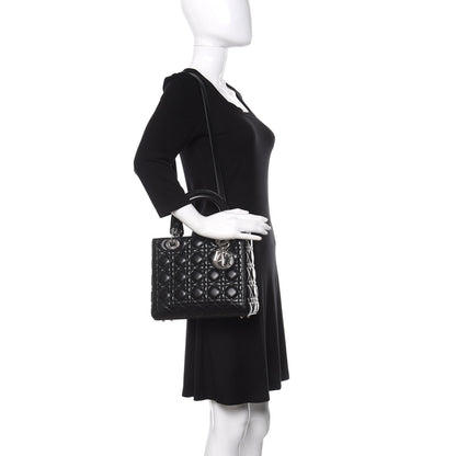 Christian Dior Lambskin Cannage Medium Lady Dior Black 2 of 10